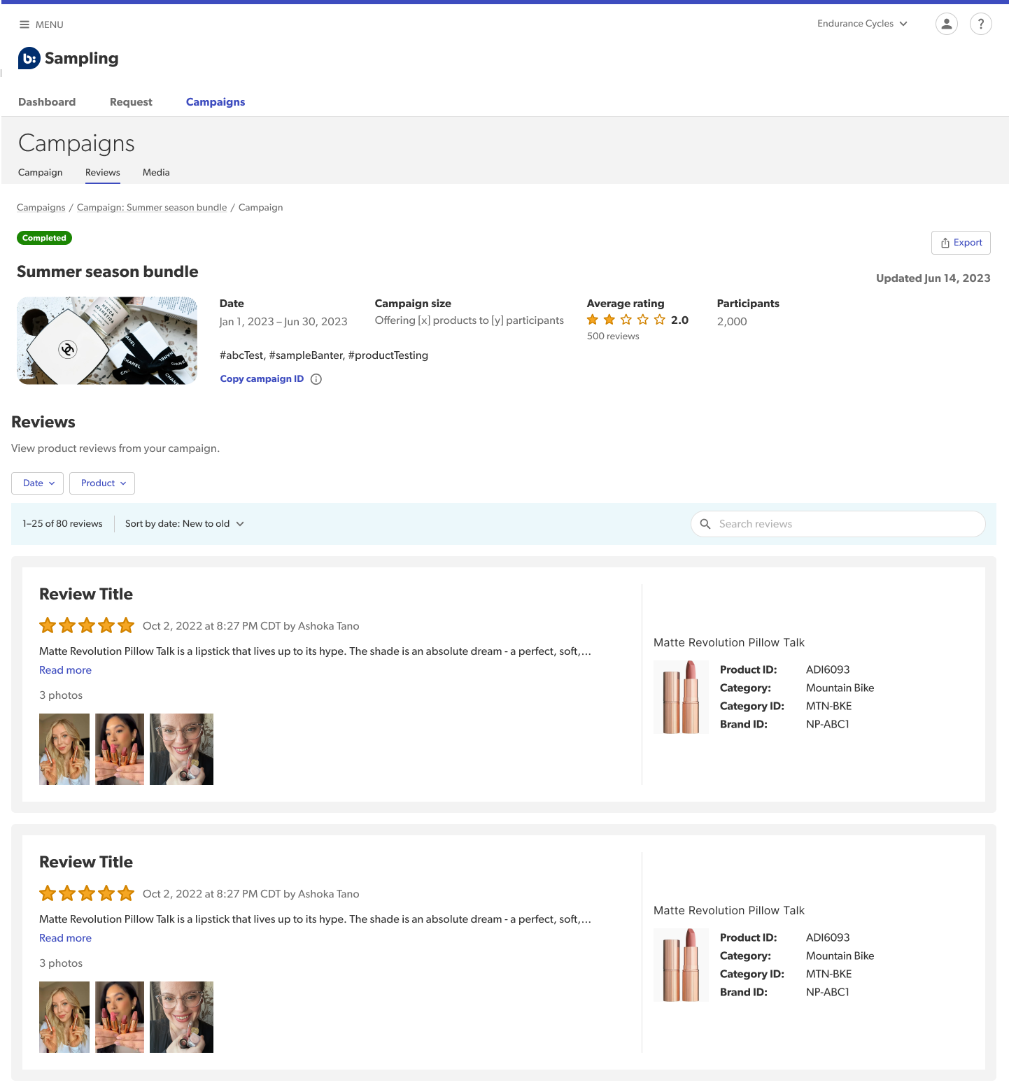 Campaign reviews